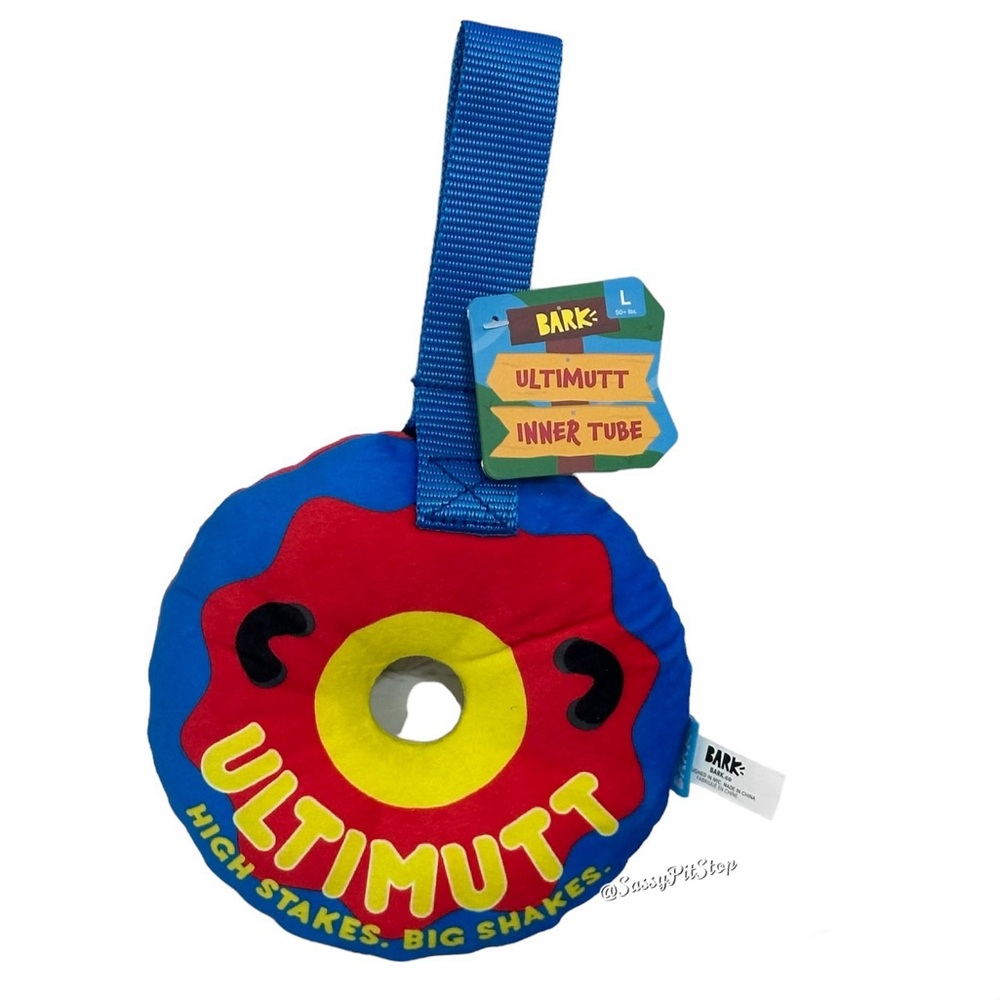 BARK Ultimutt Inner Tube Plush Dog Toy Crinkle Tug Squeak